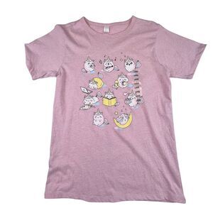 T Shirt Large Pastel Pink Caticorn Graphic Tee Whimsical Cat Unicorn Kawaii Top